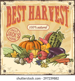 Harvest retro poster. Vector illustration.
