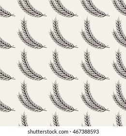 Harvest seamless pattern with wheat branches. Vector illustration
