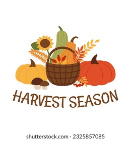 Harvest Season fest Poster Design. Vector illustration. Isolated on white background