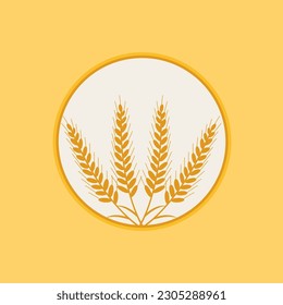 harvest symbol flat design isolated. backery label graphic or simple clean Healthy bread vegan product. cereal seed icon. golden wheat vector illustration with whole grain, rye or barley crop and ears