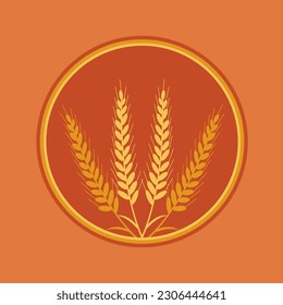 harvest symbol flat design isolated. backery label graphic or simple clean Healthy bread vegan product. cereal seed icon. golden wheat vector illustration with whole grain, rye or barley crop and ears