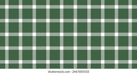 Harvest texture textile fabric, dress check plaid background. Traditional tartan vector pattern seamless in green and white color.