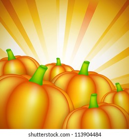 Harvest theme with pumpkins and sunshine