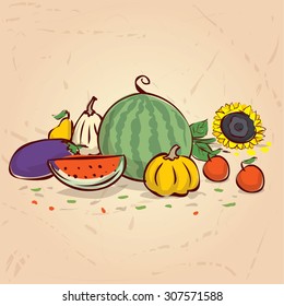 Harvest time. Hand drawn vector illustration.