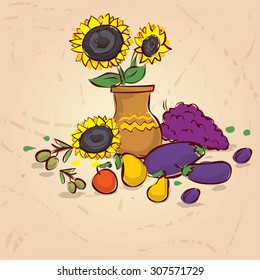 Harvest time. Hand drawn vector illustration.