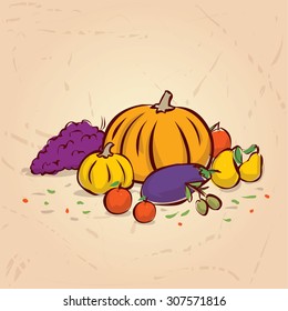 Harvest time. Hand drawn vector illustration.