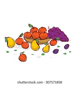 Harvest time. Hand drawn vector illustration. Isolated on white.
