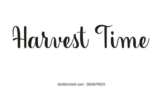 Harvest time handwritten phrase. Black vector text on white background. Modern brush calligraphy style