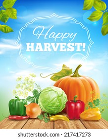 Harvest time sunny background. Vector eps 10.