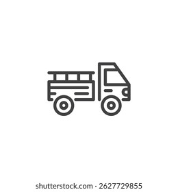 Harvest transport truck line icon. linear style sign for mobile concept and web design. Harvest Truck outline vector icon. Symbol, logo illustration. Vector graphics