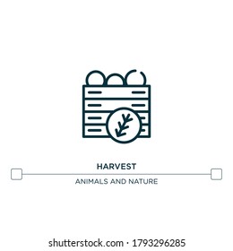 harvest vector line icon. Simple element illustration. Harvest outline icon from farm set concept. Can be used for web and mobile
