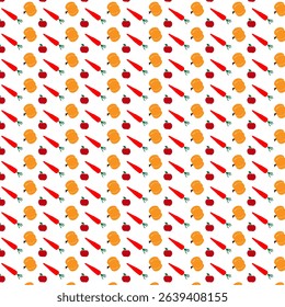 Harvest Vegetable and Fruit Seamless Pattern - Fall Background
