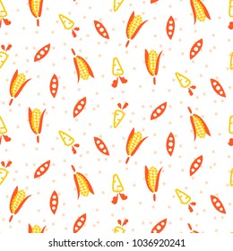 Harvest vegetables seamless vector pattern.