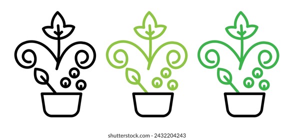 Harvest Vine Line Icon. Grape Berry Icon in Outline and Solid Flat Style.