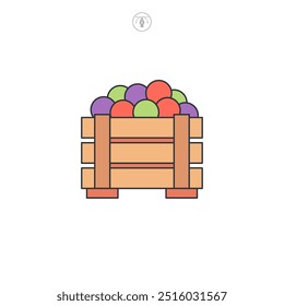 Harvest Wooden Box, Crate icon symbol vector illustration isolated on white background