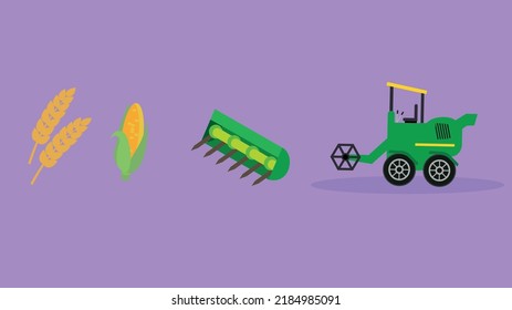 Harvester, bucket, ear of wheat, corn