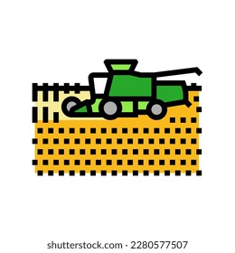 harvester harvesting field wheat color icon vector. harvester harvesting field wheat sign. isolated symbol illustration