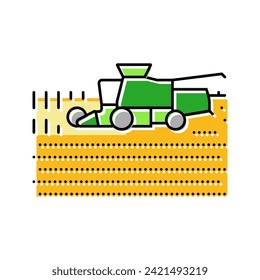 harvester harvesting field wheat color icon vector. harvester harvesting field wheat sign. isolated symbol illustration