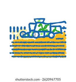 harvester harvesting field wheat doodle icon sketch vector. harvester harvesting field wheat sign. isolated symbol illustration