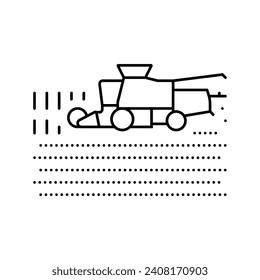 harvester harvesting field wheat line icon vector. harvester harvesting field wheat sign. isolated contour symbol black illustration
