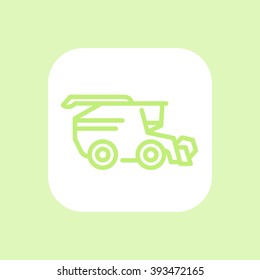 Harvester icon, grain harvester combine pictogram, harvester machine rounded square icon, vector illustration