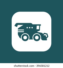 Harvester icon, harvester machine, grain harvester combine rounded square iconharvester; combine; icon; farming; agricultural;