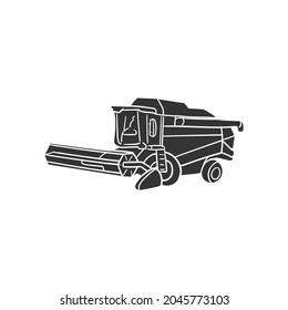 Harvester Icon Silhouette Illustration. Agriculture Tools Vector Graphic Pictogram Symbol Clip Art. Doodle Sketch Black Sign.