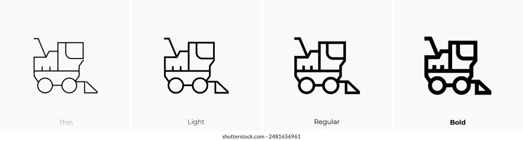 harvester icon. Thin, Light Regular And Bold style design isolated on white background