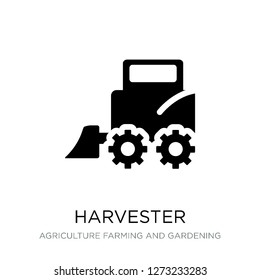 harvester icon vector on white background, harvester trendy filled icons from Agriculture farming and gardening collection, harvester simple element illustration