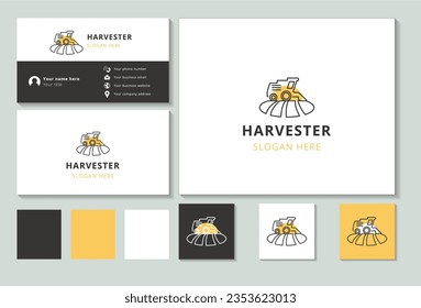 Harvester logo design with editable slogan. Branding book and business card template.