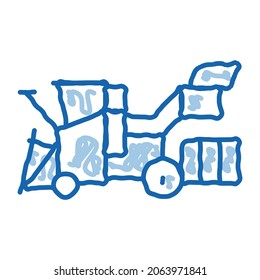 Harvester Machine sketch icon vector. Hand drawn blue doodle line art Harvester Machine sign. isolated symbol illustration