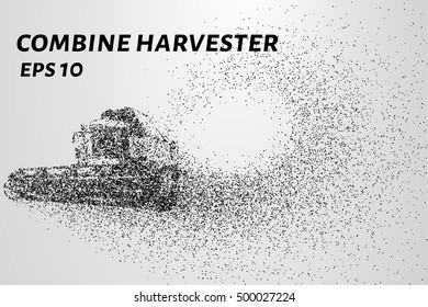 Harvester of particles. Agricultural harvester breaks down into small molecules. Vector illustration