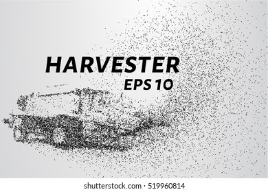 Harvester of particles. The harvester consists of small circles. Combine into smaller molecules. Vector illustration.