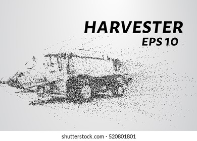 Harvester of particles. The harvester consists of small circles. Combine into smaller molecules. Vector illustration.