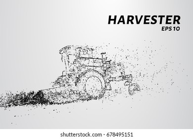 Harvester of particles. The harvester consists of small circles. Combine into smaller molecules. Vector illustration