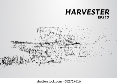 Harvester of particles. The harvester consists of small circles. Combine into smaller molecules. Vector illustration.