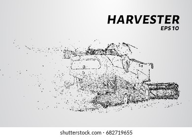 Harvester of particles. The harvester consists of small circles. Combine into smaller molecules. Vector illustration.