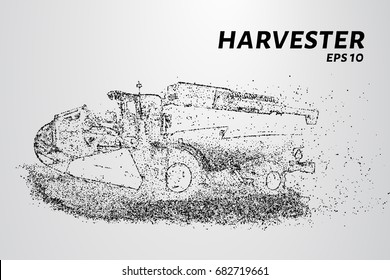 Harvester of particles. The harvester consists of small circles. Combine into smaller molecules. Vector illustration.