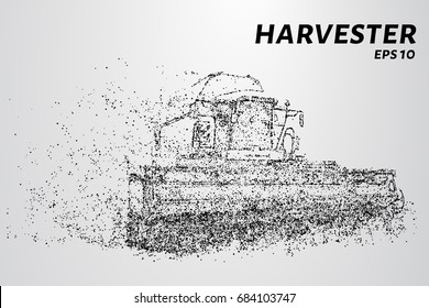 Harvester of particles. The harvester consists of small circles. Combine into smaller molecules. Vector illustration