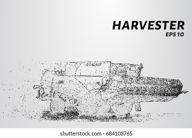 Harvester of particles. The harvester consists of small circles. Combine into smaller molecules. Vector illustration