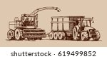 Harvester and tractor sketch