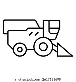 Harvester tractor thin line icon, wheat production concept. Vector graphics. Wheat grain crop vehicle sign on white background, linear style for mobile or design