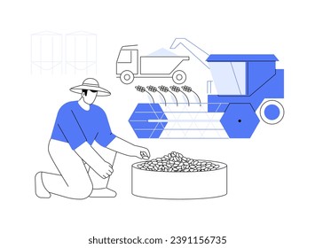 Cosechando ilustración vectorial de concepto abstracto. Los agricultores se ocupan de la cosecha al aire libre, la industria agrícola, el sector de la producción, la temporada de jardinería, el cultivo de la metáfora abstracta.
