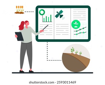 Harvesting data analytics concept. Digital agriculture analytics, farm data technology, earth observation, global agriculture, farm business, soil management