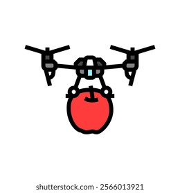 harvesting drone robot harvests color icon vector. harvesting drone robot harvests sign. isolated symbol illustration