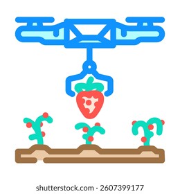 harvesting drone robot harvests color icon vector. harvesting drone robot harvests sign. isolated symbol illustration