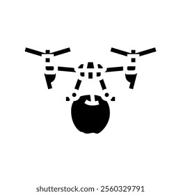 harvesting drone robot harvests glyph icon vector. harvesting drone robot harvests sign. isolated symbol illustration