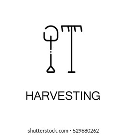 Harvesting flat icon. Single high quality outline symbol of autumn for web design or mobile app. Thin line signs of garden tools for design logo, visit card, etc. Outline pictogram of shovel 