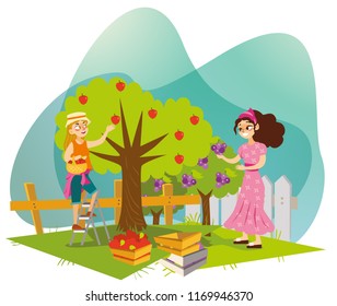 Harvesting flat poster