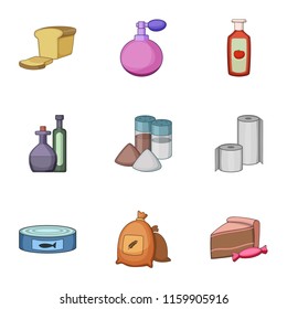 Harvesting food icons set. Cartoon set of 9 harvesting food vector icons for web isolated on white background